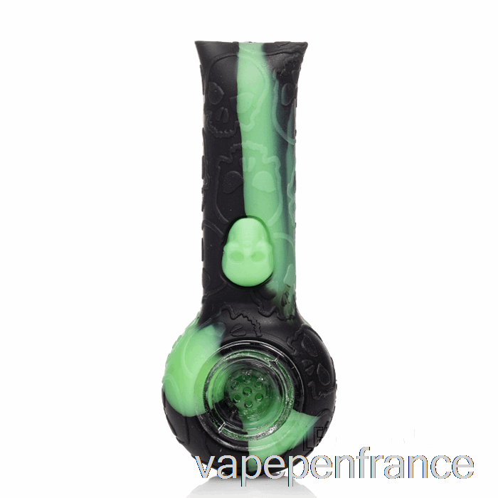 Stratus Silicone Crâne Main Pipe Noir / Uv Slime (noir / Uv Vert) Stylo Vape